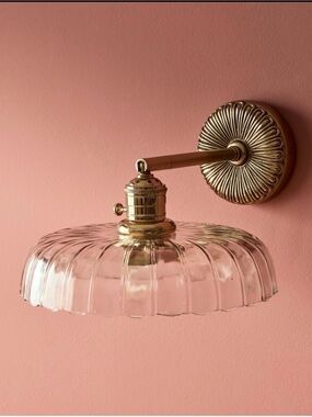 Wall Sconce with Clear Fluted Glass Shade